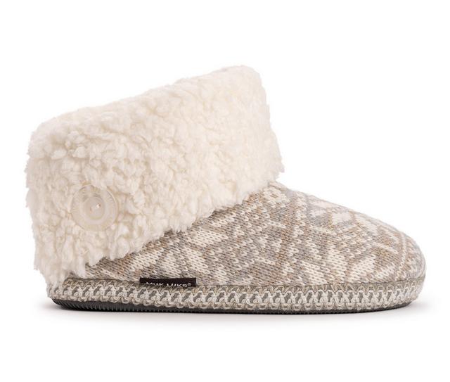 MUK LUKS Women's Melinda Bootie Slippers in Grey Shimmer color