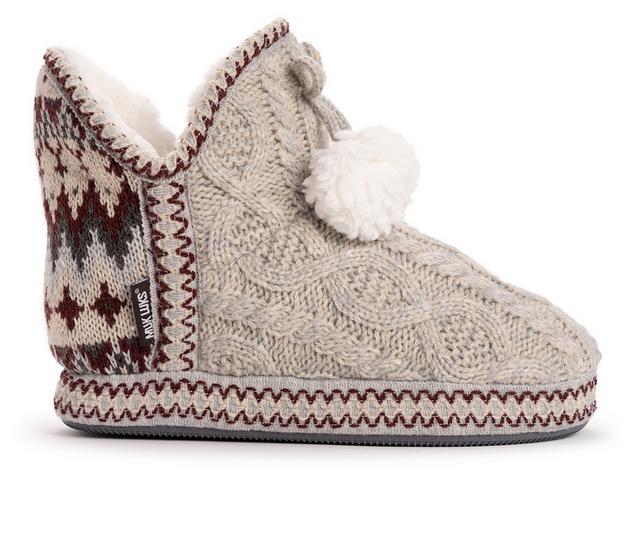 MUK LUKS Women's Amira Bootie Slippers in Oatmeal Heather color