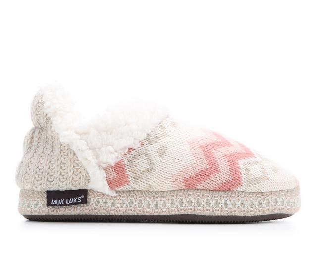 MUK LUKS Magdalena Slippers in Oatmeal/Pink color