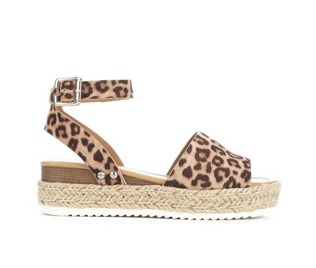 Girls' Soda Little Kid & Big Kid Topic Platform Sandals in Oatmeal Cheetah color