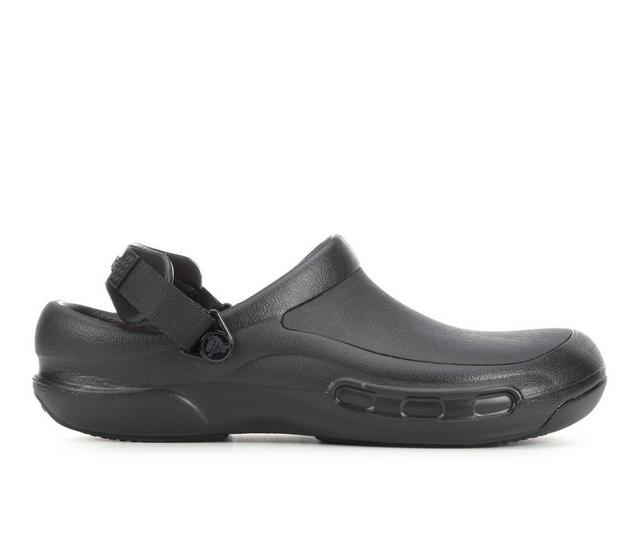 Adults' Crocs Work Bistro Pro LiteRide Slip-Resistant Clogs in Black/Grey color