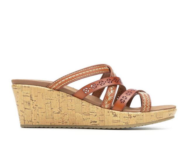 Women's Skechers Cali Beverlee Tiger 31714 Wedges in Cognac color