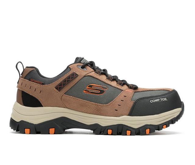 Men's Skechers Work 77183 Greetah Work Shoes in Brown/Black color