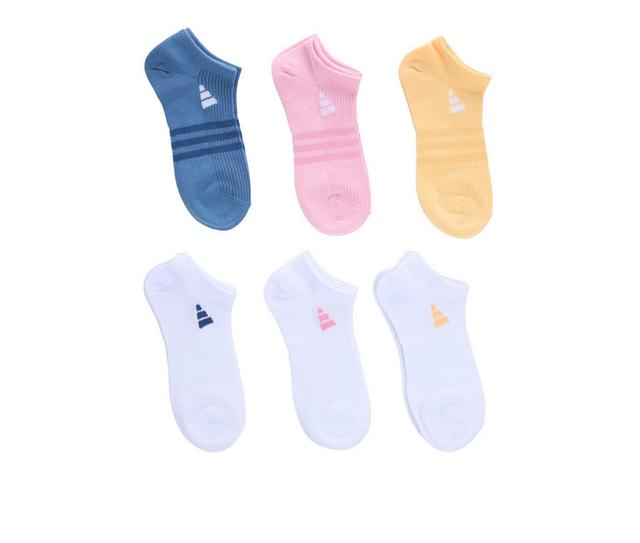 Adidas 6 Pair Women's Superlite No Show Socks in Bloom/Blue/Org color