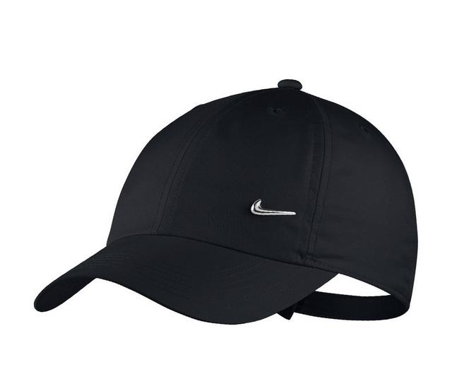 Nike Youth Metal Swoosh Cap in Black/Silver color