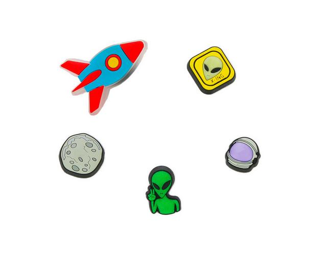 Crocs Jibbitz 5 Pack Shoe Charms in Outerspace color
