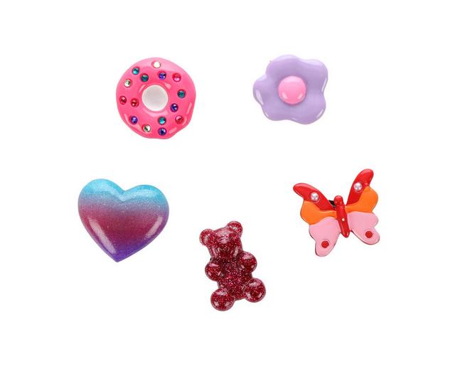 Crocs Jibbitz 5 Pack Shoe Charms in PURP PINK FUN color
