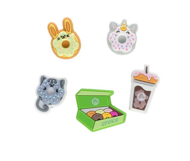 Crocs Jibbitz 5 Pack Shoe Charms in Coffee/Donuts color