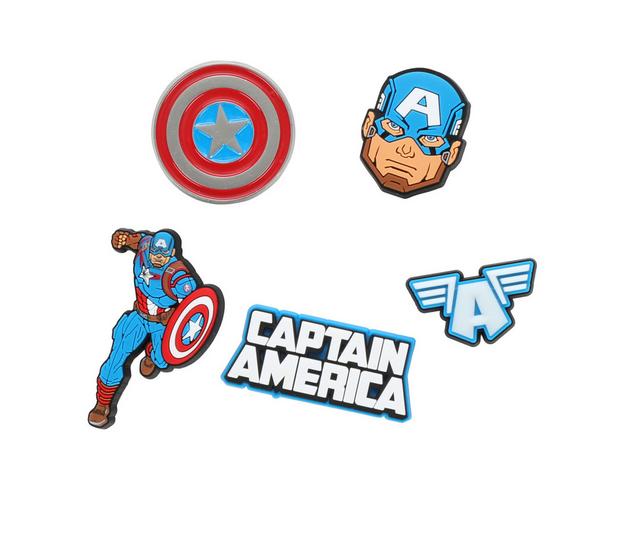 Crocs Jibbitz 5 Pack Shoe Charms in Captain America color
