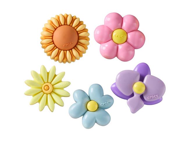 Crocs Jibbitz 5 Pack Shoe Charms in Puffy Flowers color