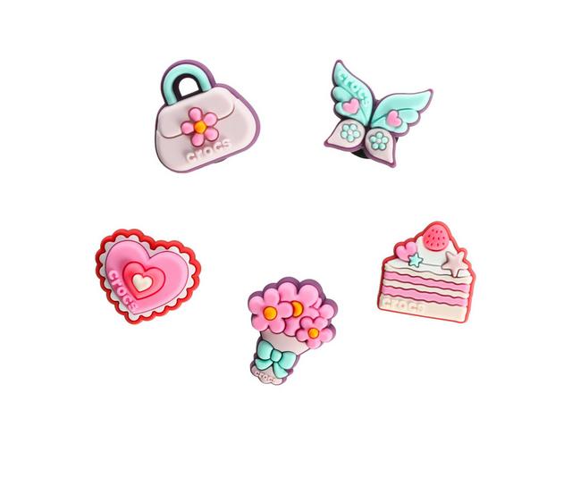 Crocs Jibbitz 5 Pack Shoe Charms in Fashion Girly color