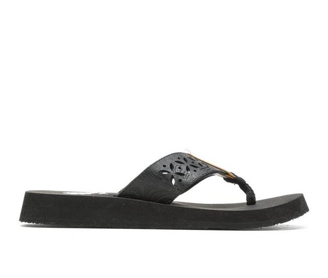 Women's Yellow Box Sharen Flip-Flops in Black color