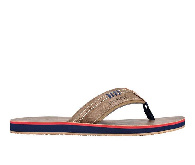 Men's Tommy Hilfiger Destino Flip-Flops in Taupe/Navy color