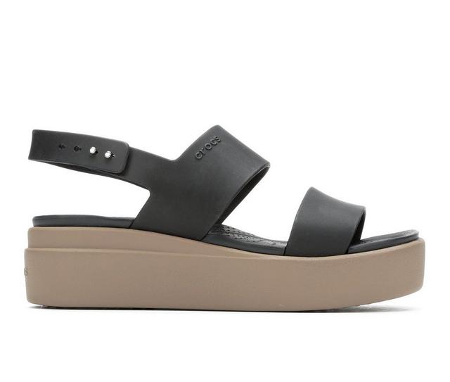 Women's Crocs Brooklyn Low Wedge Sandals in Black/Mushroom color