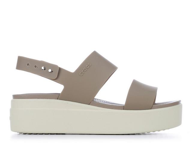 Women's Crocs Brooklyn Low Wedge Sandals in Khaki/Bone color