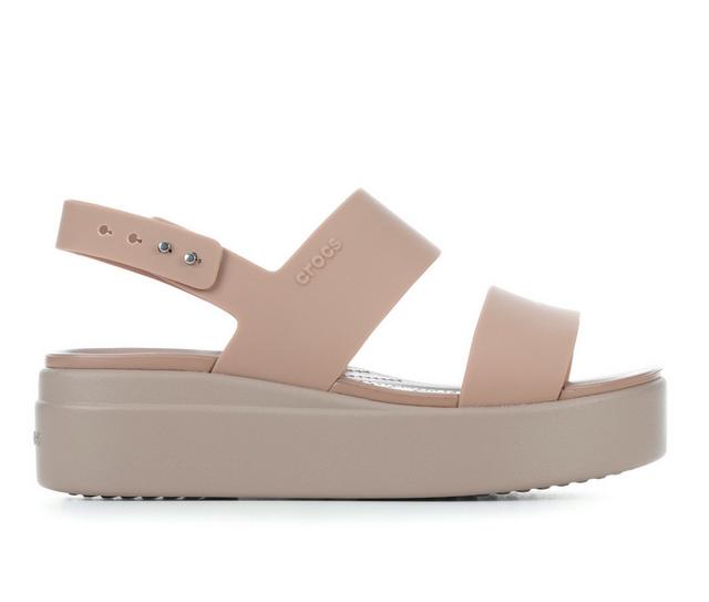 Women's Crocs Brooklyn Low Wedge Sandals in Latte Mushroom color