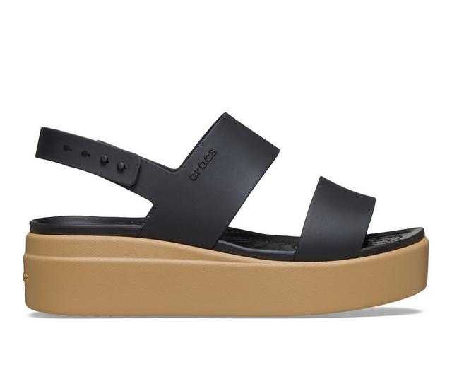 Women's Crocs Brooklyn Low Wedge Sandals in Black/Cashew color