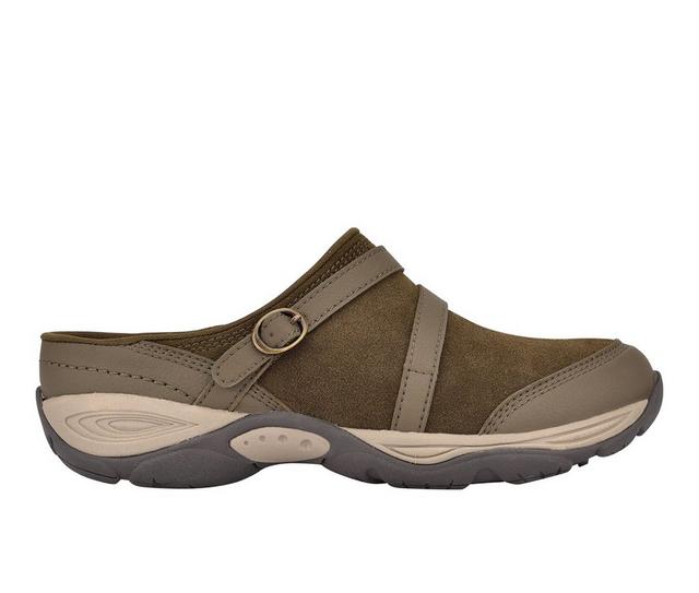 Women's Easy Spirit Equinox Mules in Olive Suede color