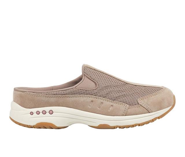 Women's Easy Spirit Traveltime Mules in Fungi Taupe color