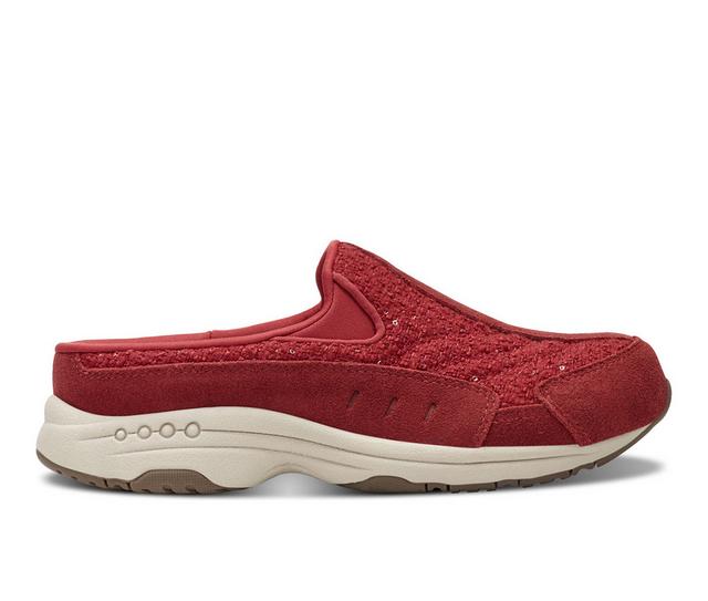 Women's Easy Spirit Traveltime Mules in Red/Red Boucle color