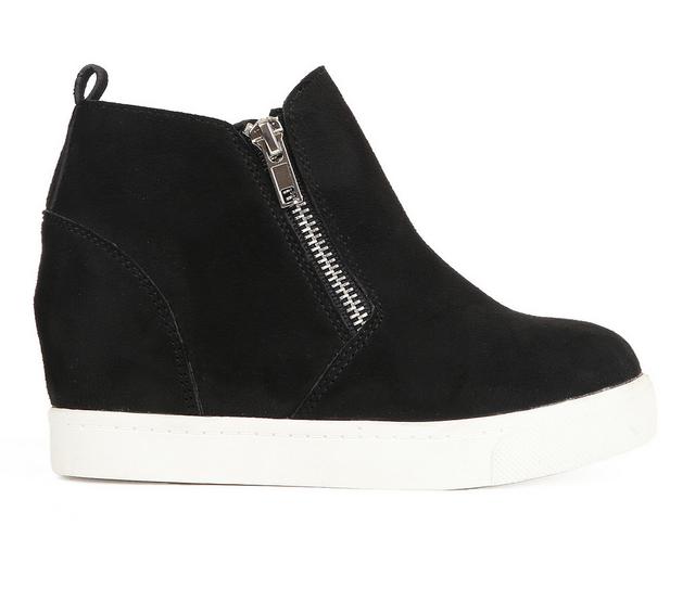 Girls' Soda Little Kid & Big Kid Taylor Wedge Sneakers in Black Suede color