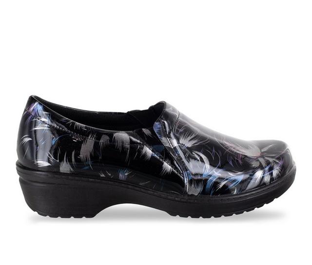 Women's Easy Works by Easy Street Tiffany Slip-Resistant Clogs in Black/Silver color