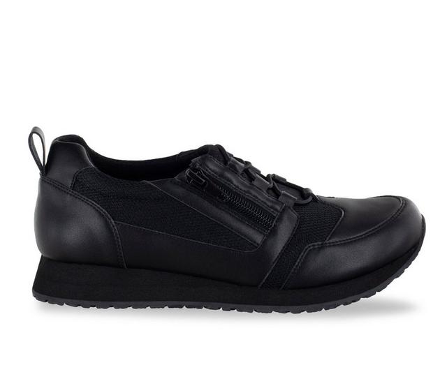 Women's Easy Works by Easy Street McKinley Safety Shoes in Black Leather color