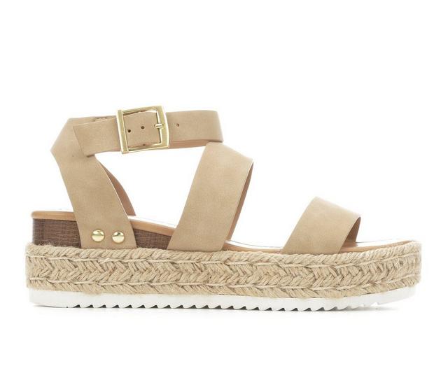 Women's Soda Bryce Platform Sandals in Taupe Nubuck color