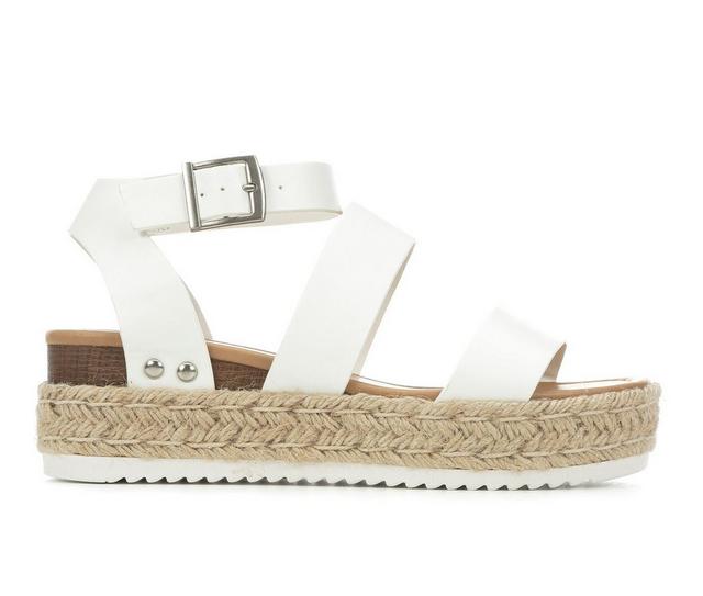 Women's Soda Bryce Platform Sandals in White color