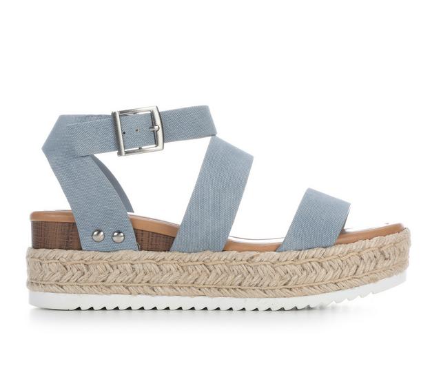 Women's Soda Bryce Platform Sandals in Dusty Blue NBPU color