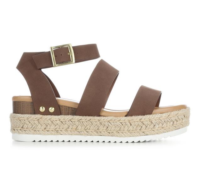 Women's Soda Bryce Platform Sandals in Brown color