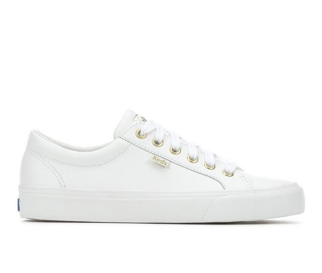 Women's Keds Jump Kick Leather Sneakers in White/Gold color