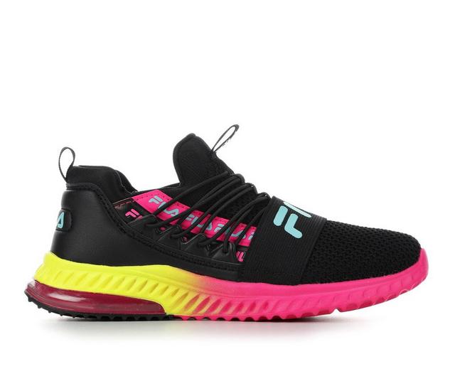 Girls' Fila Little Kid & Big Kid Fantastiq 2 Running Shoes in Blk/Pnk/Blu/Ylw color