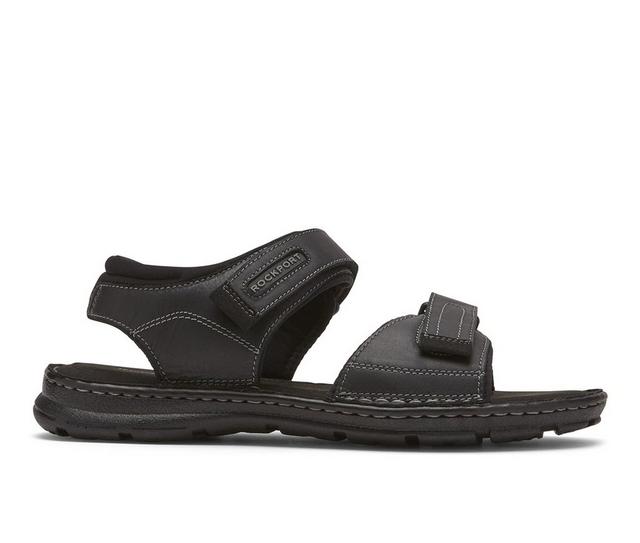 Men's Rockport Darwyn Quarter Strap Outdoor Sandals in Black Lea II color