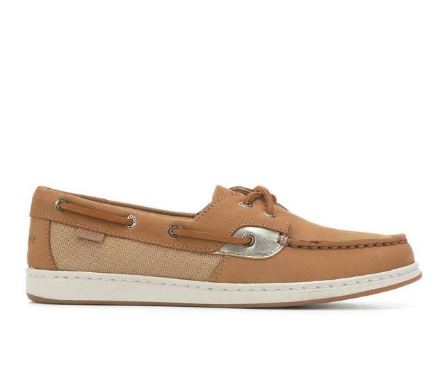 Women's Sperry Coastfish Boat Shoes in Tan/Gold color