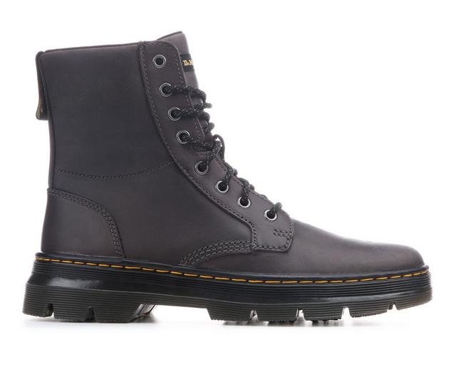 Men's Dr. Martens Combs Leather Combat Boots in Gunmental Grey color