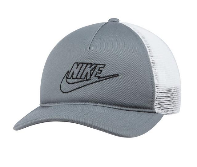 Nike Adult Unisex NSW Futura Trucker Hat in Smoke Grey/Whit color
