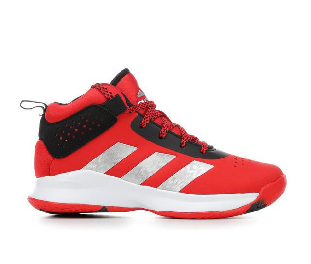 Boys' Adidas Little Kid & Big Kid Cross 'Em Up 5 Wide Width Basketball Shoes in Red/Wht/Silver color