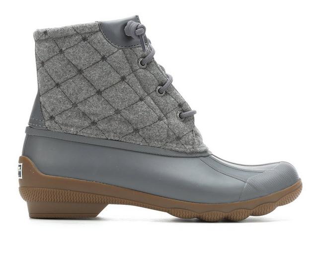 Women's Sperry Syren Gulf Wool Quilt Duck Boots in Grey color