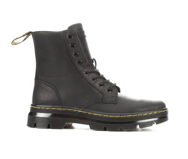 Women's Dr. Martens Combs Leather Combat Boots in Black color