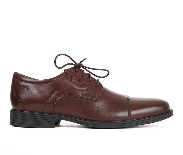 Men's Clarks Whiddon Cap Toe Dress Shoes in Mahogany Lea color