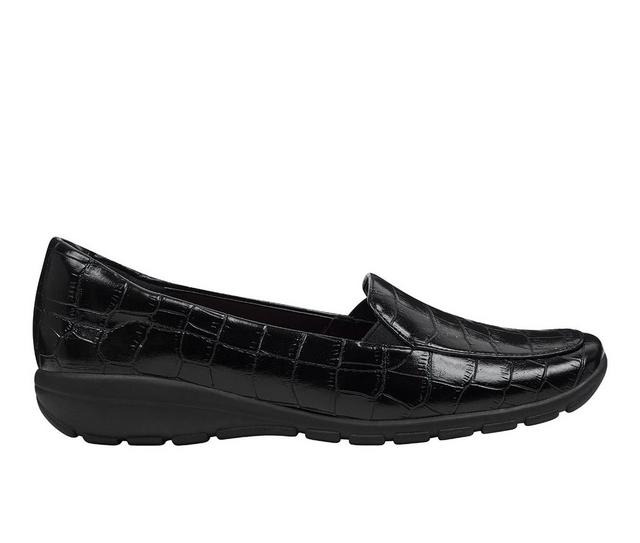Women's Easy Spirit Abriana Slip-On Shoes in Black Croco color