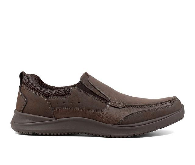 Men's Nunn Bush Conway Moc Toe Slip-On Shoes in Dark Brown color