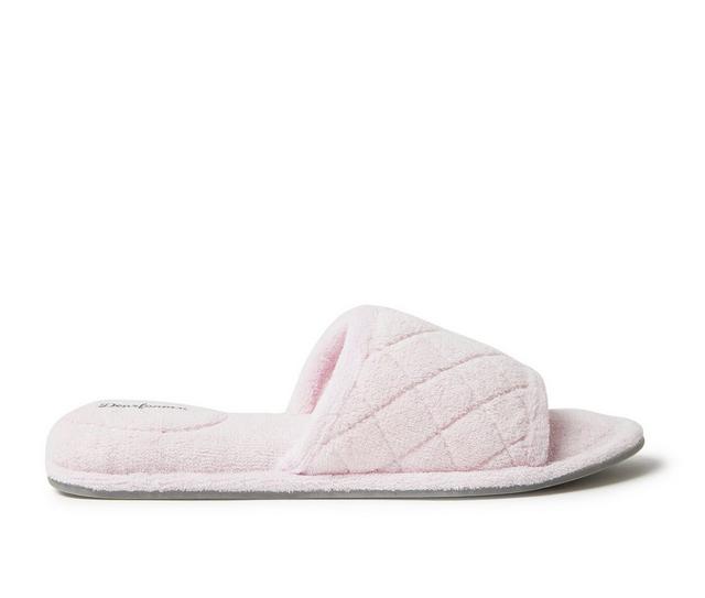 Dearfoams Beatrice Terry Slide with Quilted Vamp Slippers in Fresh Pink color