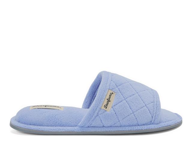 Dearfoams Beatrice Terry Slide with Quilted Vamp Slippers in Iceberg color