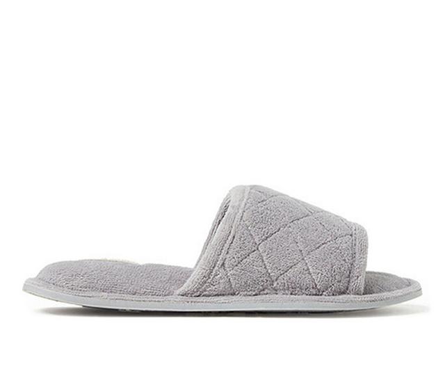 Dearfoams Beatrice Terry Slide with Quilted Vamp Slippers in Medium Grey color