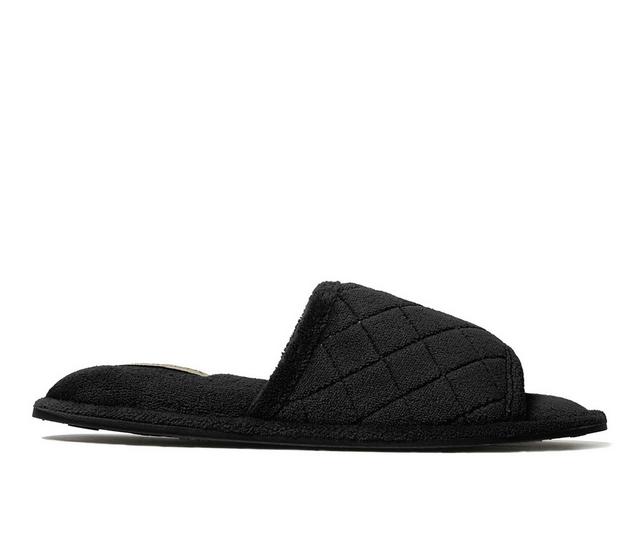 Dearfoams Beatrice Terry Slide with Quilted Vamp Slippers in Black color