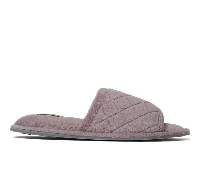 Dearfoams Beatrice Terry Slide with Quilted Vamp Slippers in Frosted Plum color