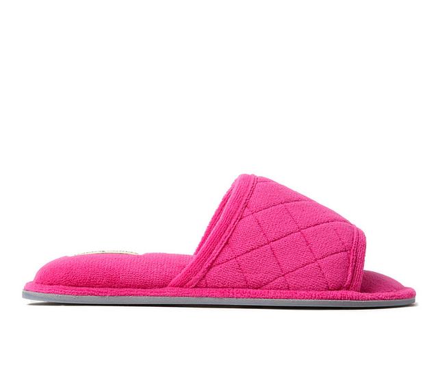 Dearfoams Beatrice Terry Slide with Quilted Vamp Slippers in Paradise Pink color