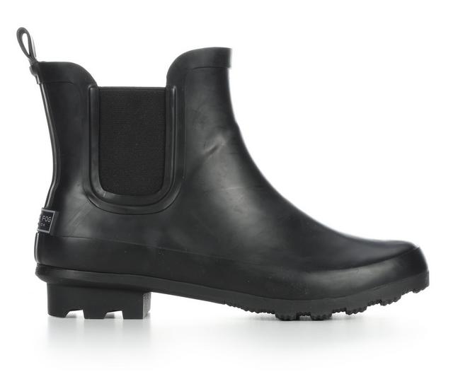 Women's London Fog Wembley Chelsea Rain Boots in Black Matte color